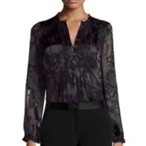 Diane Von Furstenberg Black Sheer Blouse